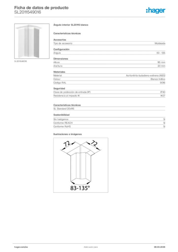 Imagen Hager Ficha de datos de producto SL2011549016 | Hager España