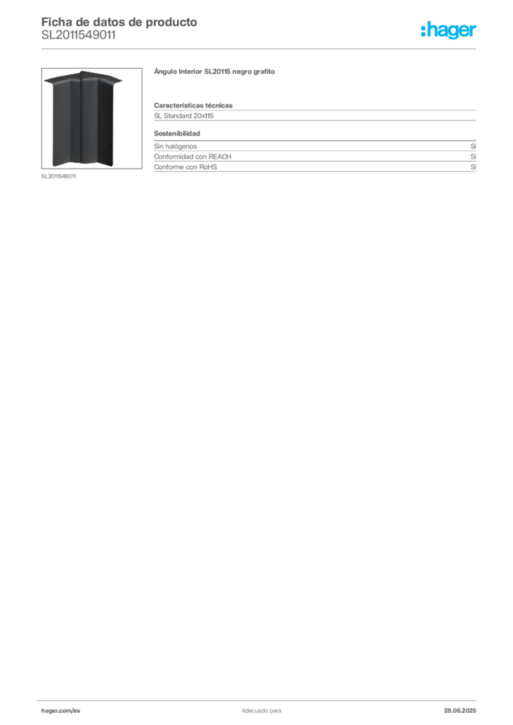 Imagen Hager Ficha de datos de producto SL2011549011 | Hager España