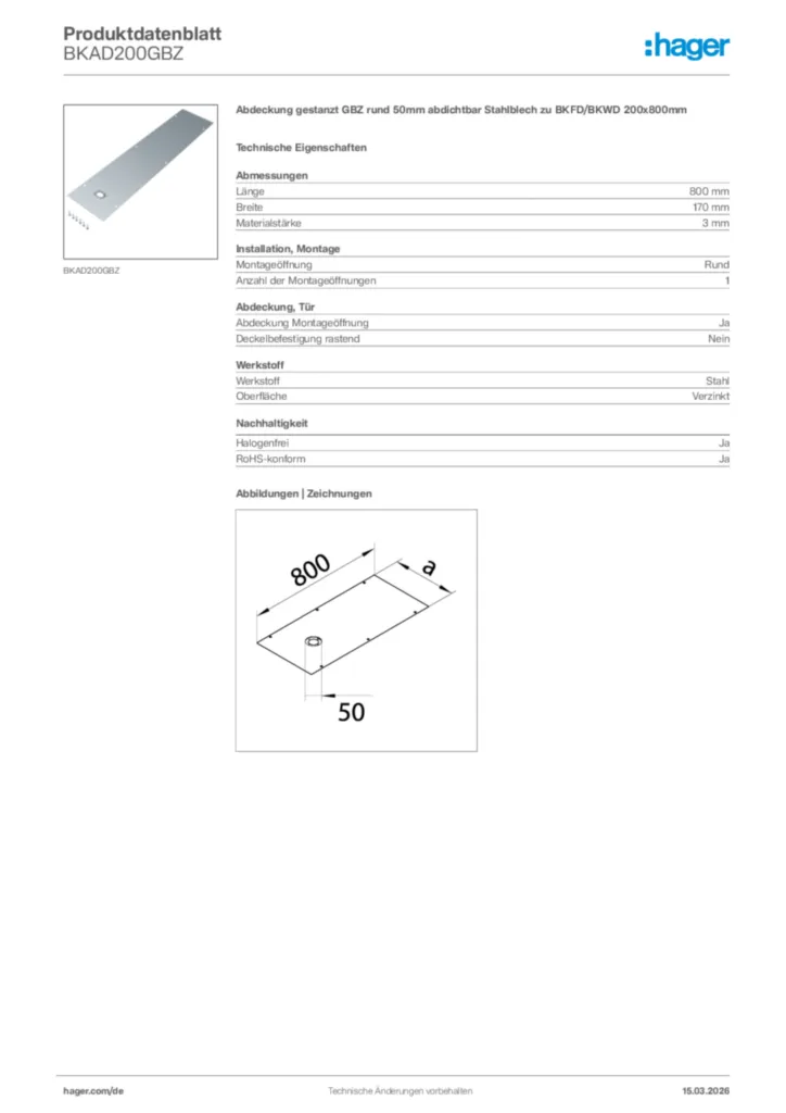 Bild Hager Produktdatenblatt BKAD200GBZ | Hager Deutschland