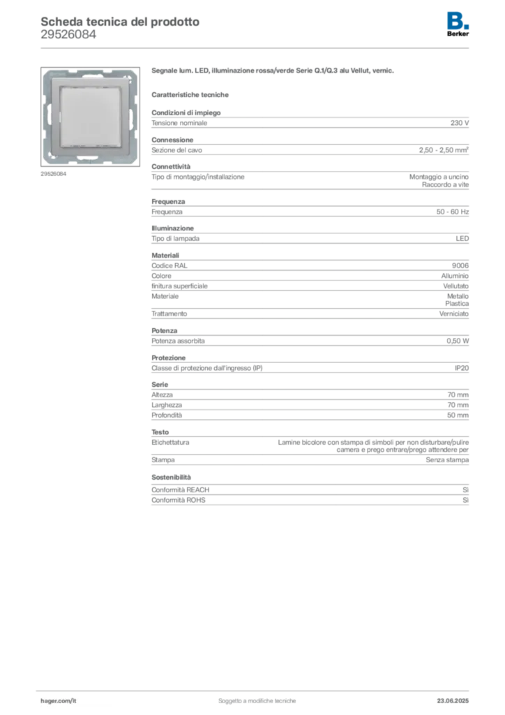 Immagine Berker Scheda tecnica del prodotto 29526084 | Hager Italia