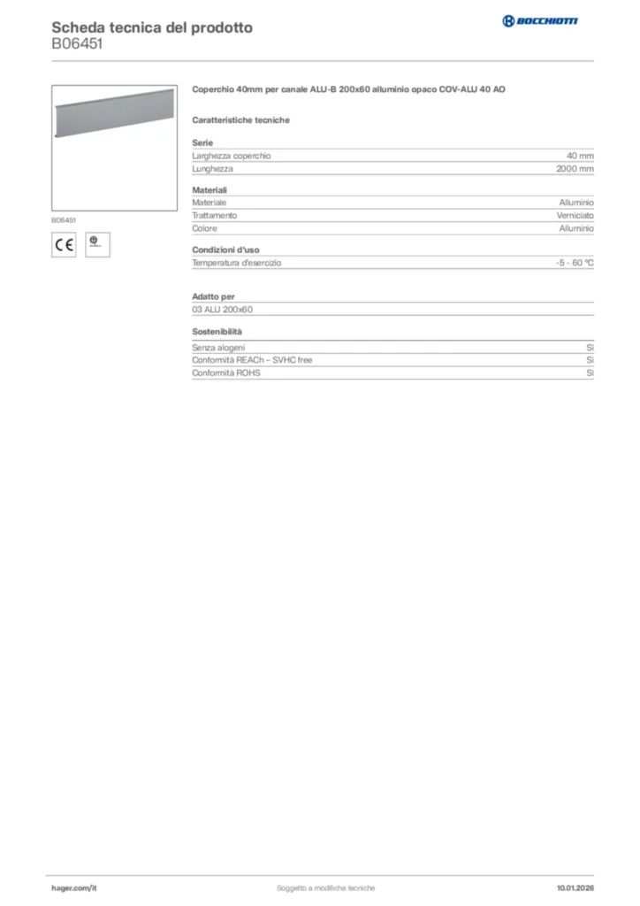Immagine Bocchiotti Scheda tecnica del prodotto B06451 | Hager Italia