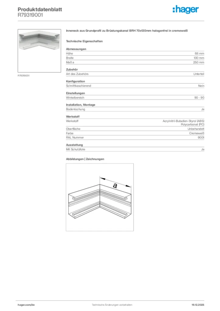 Bild Hager Produktdatenblatt R79319001 | Hager Deutschland