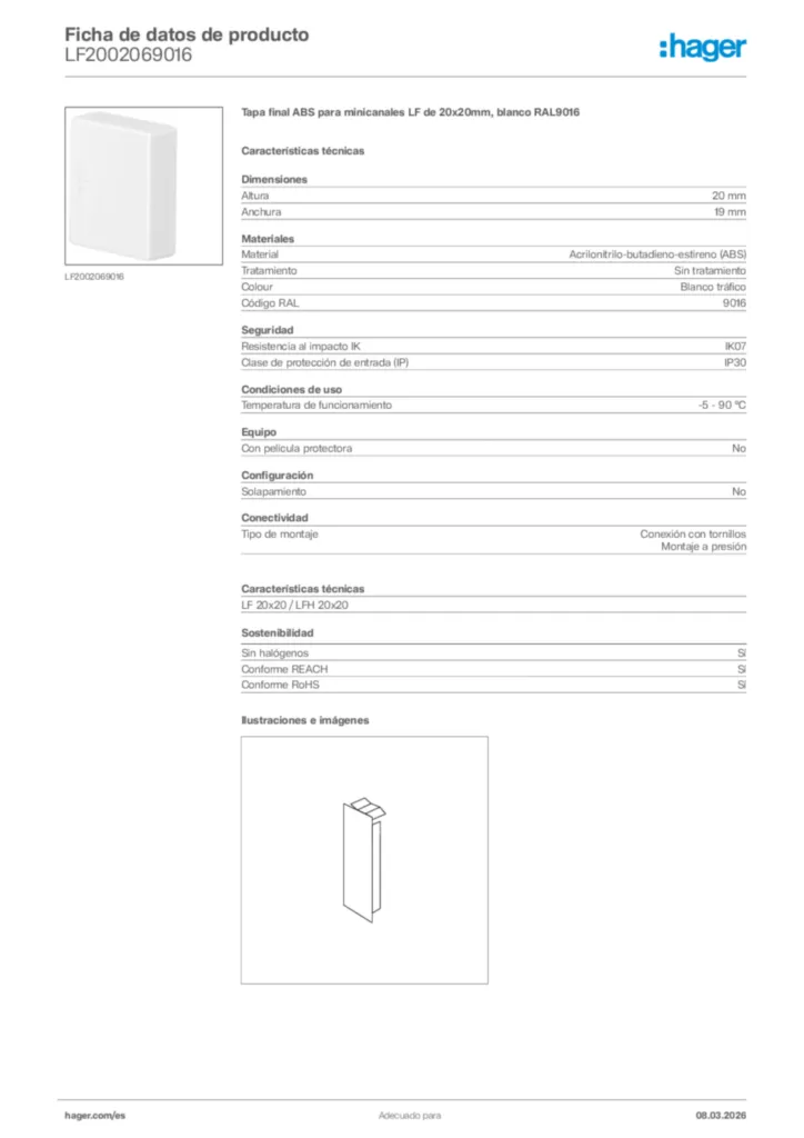 Imagen Hager Ficha de datos de producto LF2002069016 | Hager España