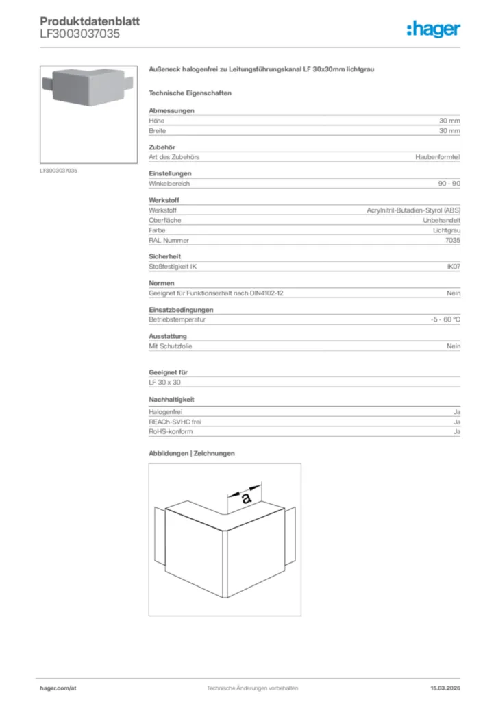 Bild Hager Produktdatenblatt LF3003037035 | Hager Deutschland