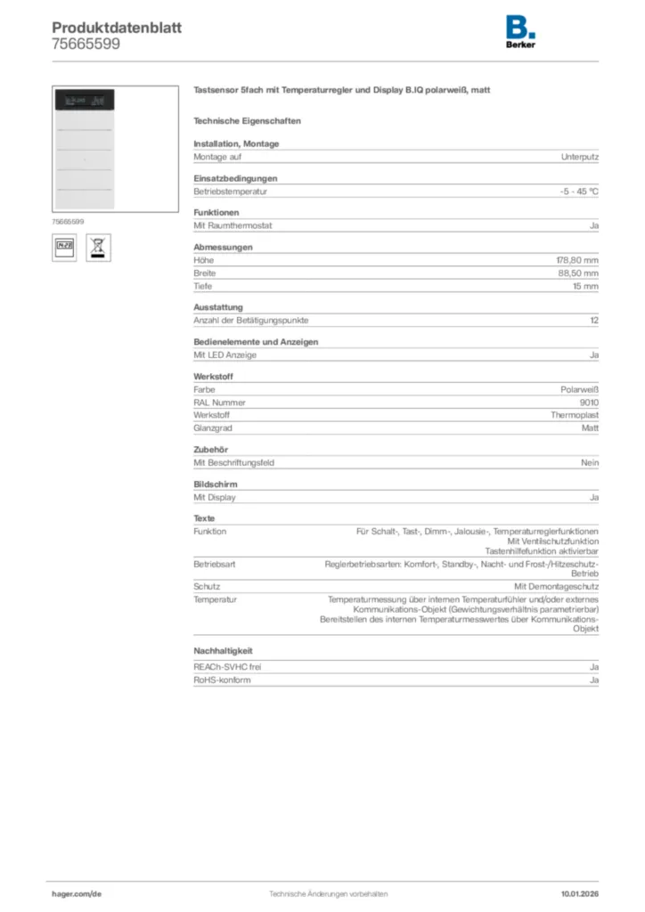 Berker Produktdatenblatt 75665599