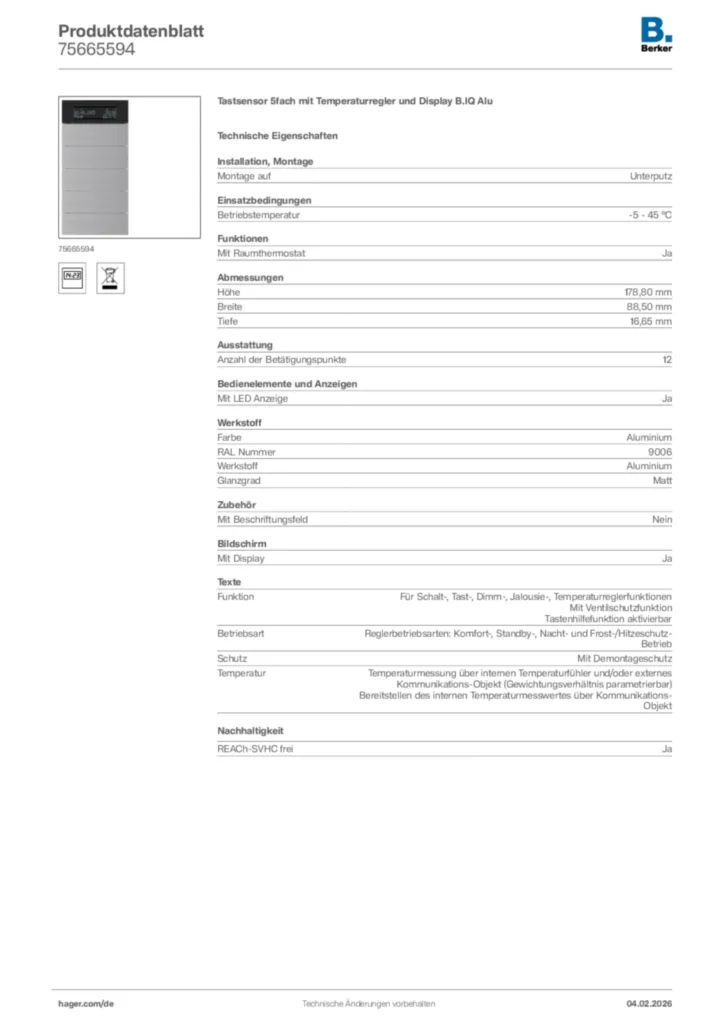 Berker Produktdatenblatt 75665594