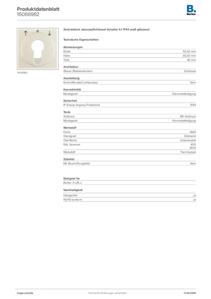 Bild Berker Produktdatenblatt 15088982 | Hager Deutschland