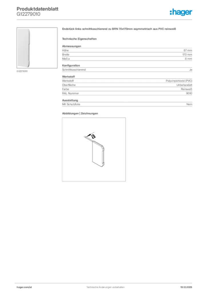 Bild Hager Produktdatenblatt G12279010 | Hager Deutschland