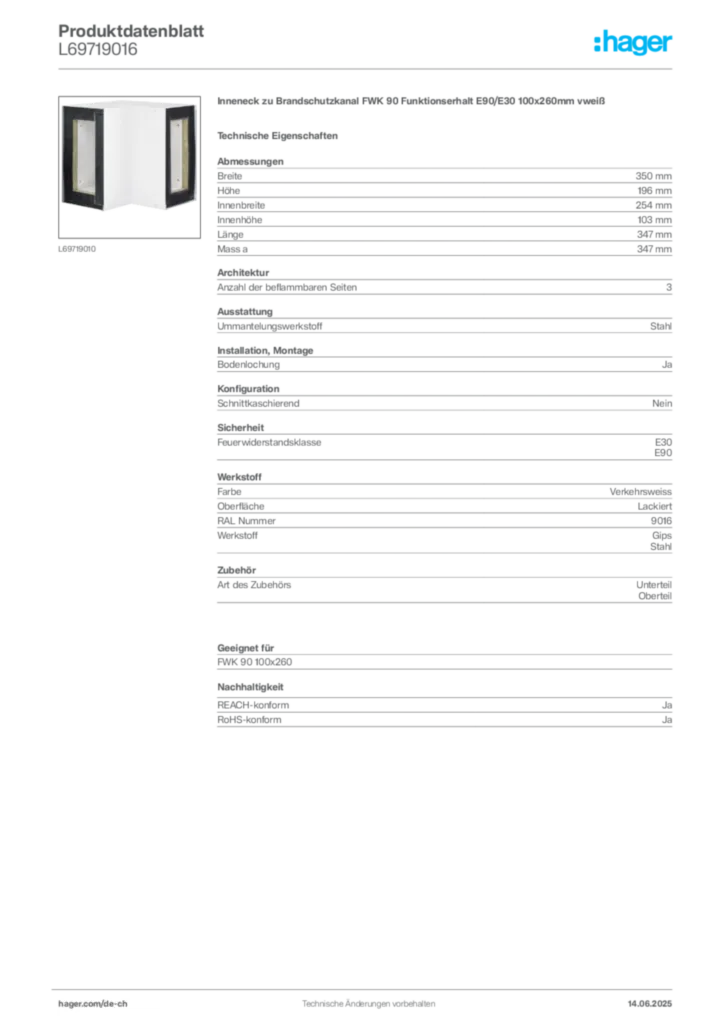 Bild Hager Produktdatenblatt L69719016 | Hager Schweiz