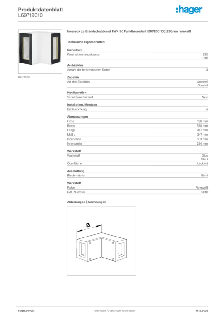 Bild Hager Produktdatenblatt L69719010 | Hager Deutschland