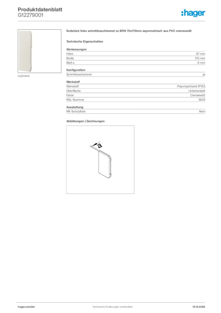 Bild Hager Produktdatenblatt G12279001 | Hager Deutschland