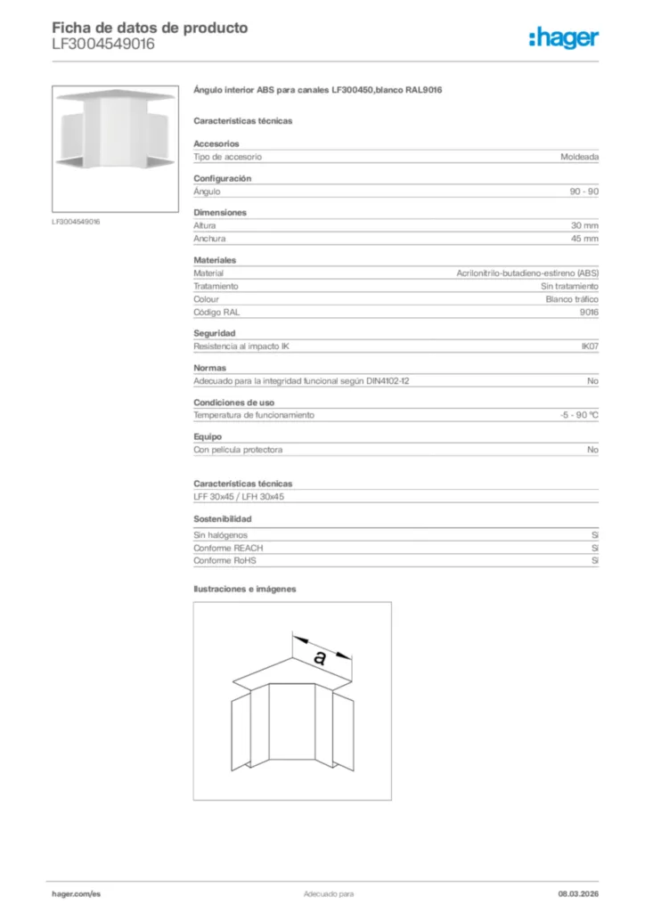 Imagen Hager Ficha de datos de producto LF3004549016 | Hager España