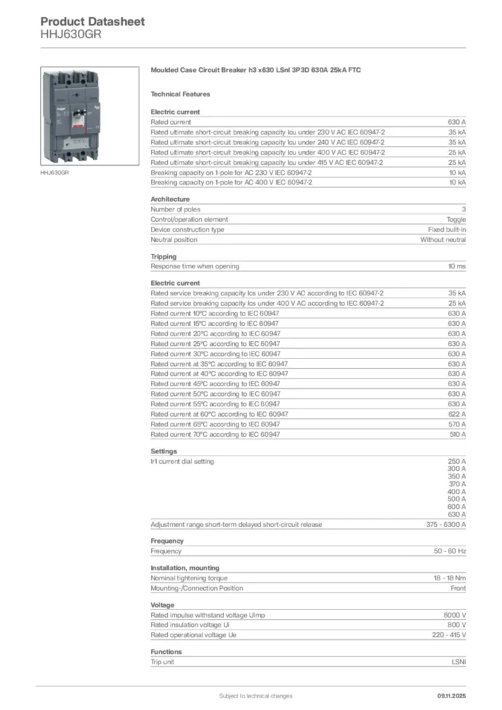 Image Hager Product data sheet HHJ630GR  | Hager Africa