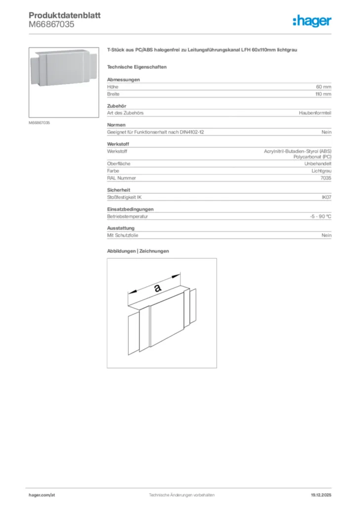 Bild Hager Produktdatenblatt M66867035 | Hager Deutschland
