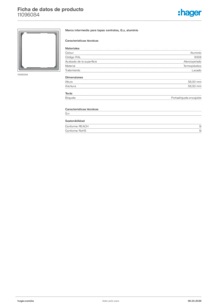 Imagen Hager Ficha de datos de producto 11096084 | Hager España