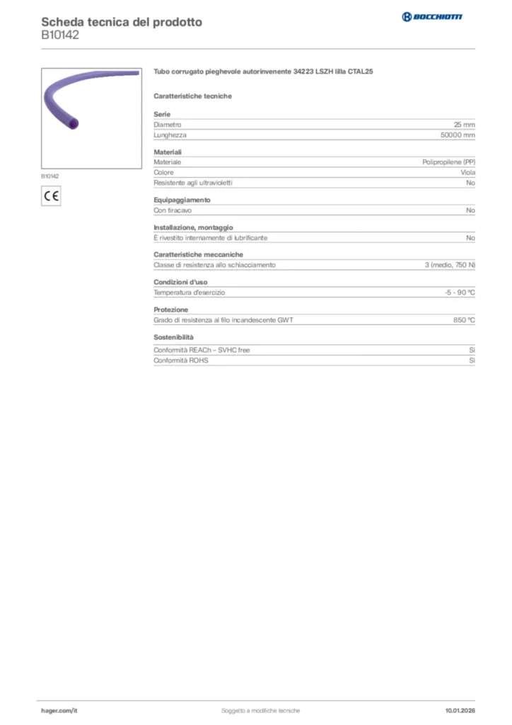 Immagine Bocchiotti Scheda tecnica del prodotto B10142 | Hager Italia