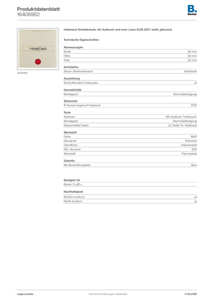 Berker Produktdatenblatt 16408982