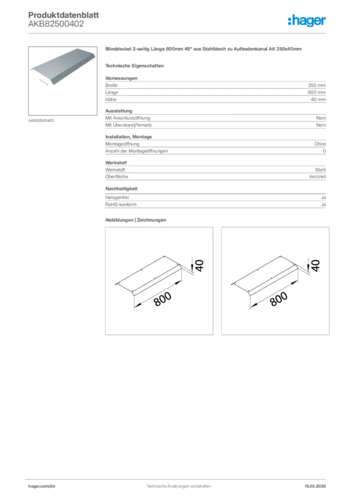Bild Hager Produktdatenblatt AKB82500402 | Hager Deutschland