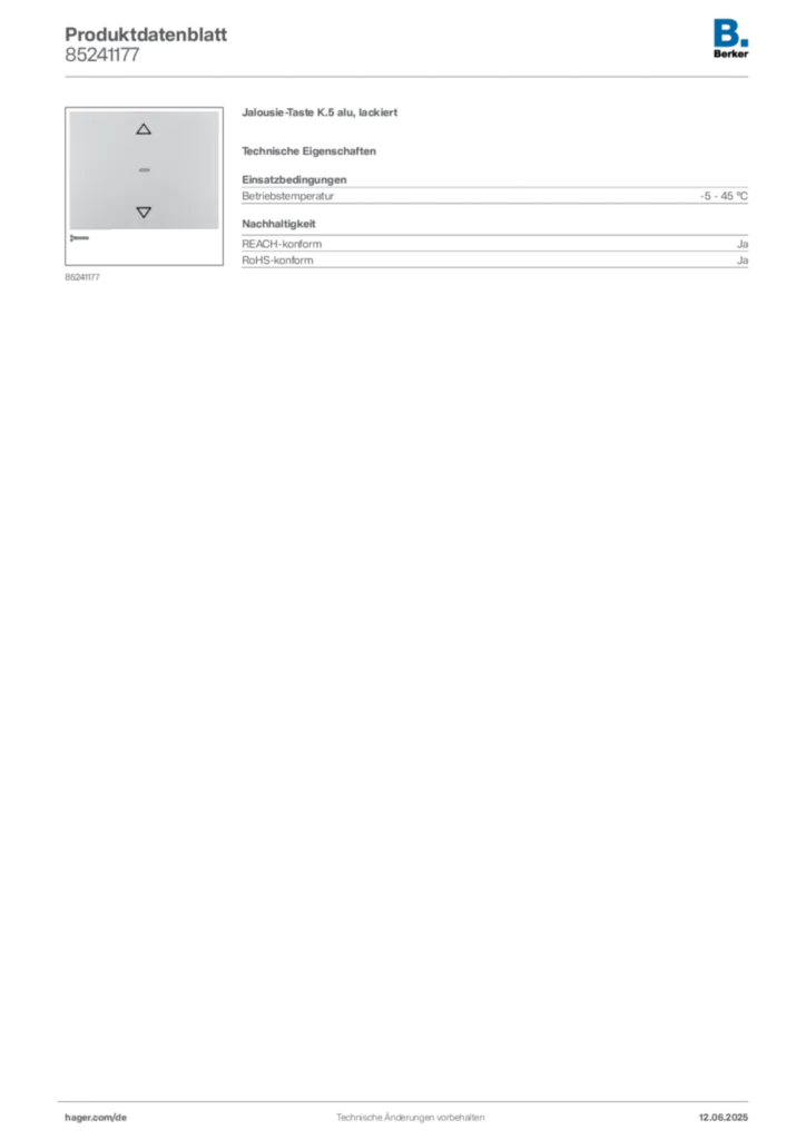 Berker Produktdatenblatt 85241177