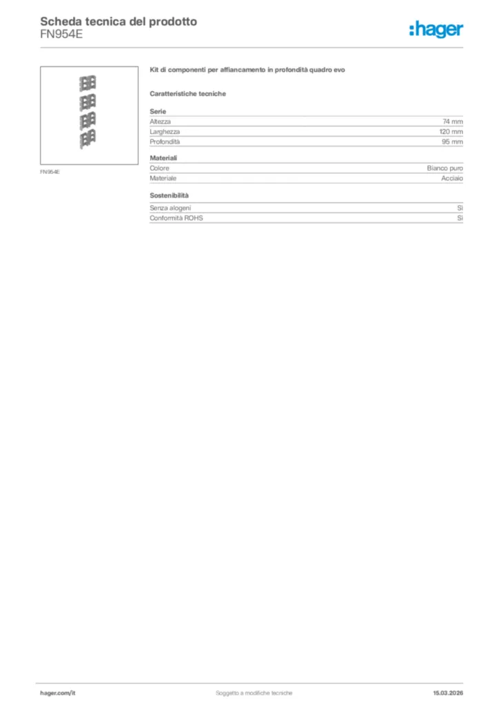Immagine Hager Scheda tecnica del prodotto FN954E | Hager Italia