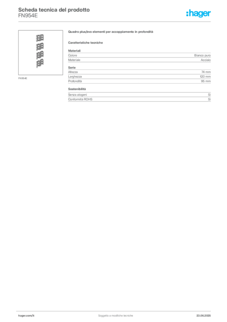 Immagine Hager Scheda tecnica del prodotto FN954E | Hager Italia