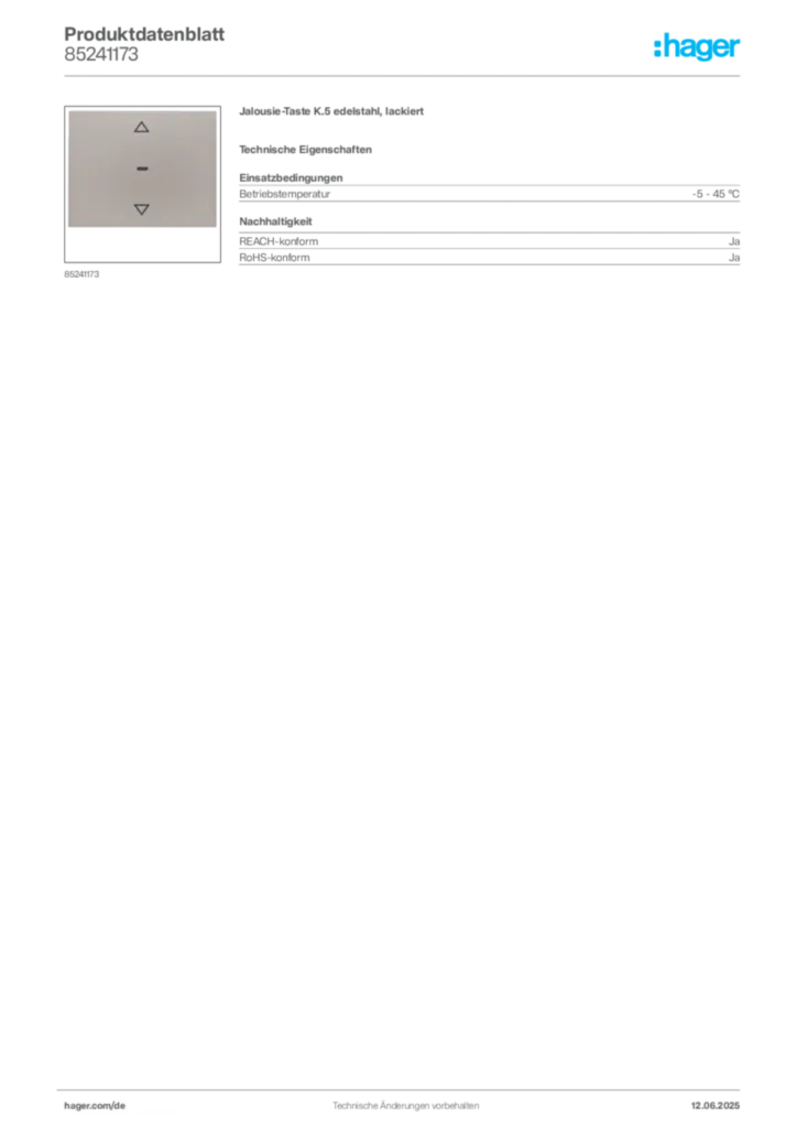 Berker Produktdatenblatt 85241173