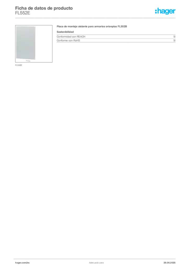 Imagen Hager Ficha de datos de producto FL552E | Hager España
