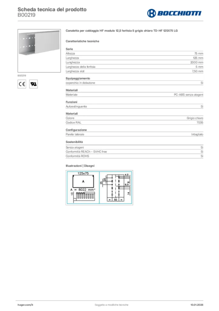 Immagine Bocchiotti Scheda tecnica del prodotto B00219 | Hager Italia