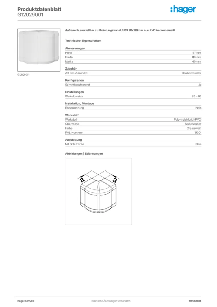 Bild Hager Produktdatenblatt G12029001 | Hager Deutschland