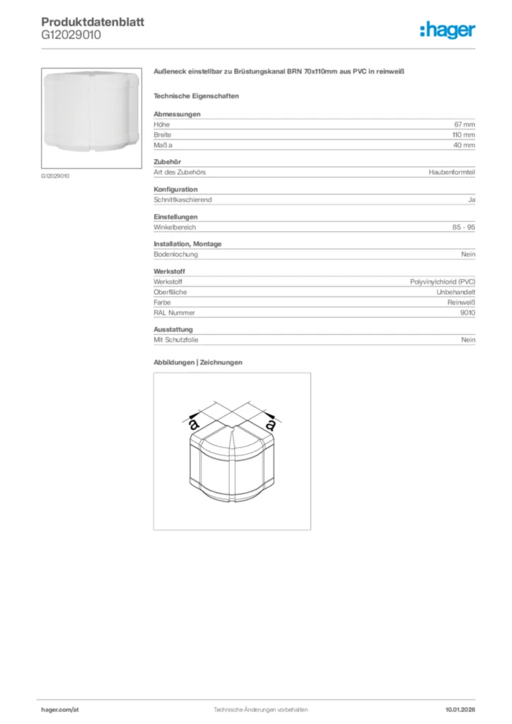 Bild Hager Produktdatenblatt G12029010 | Hager Deutschland