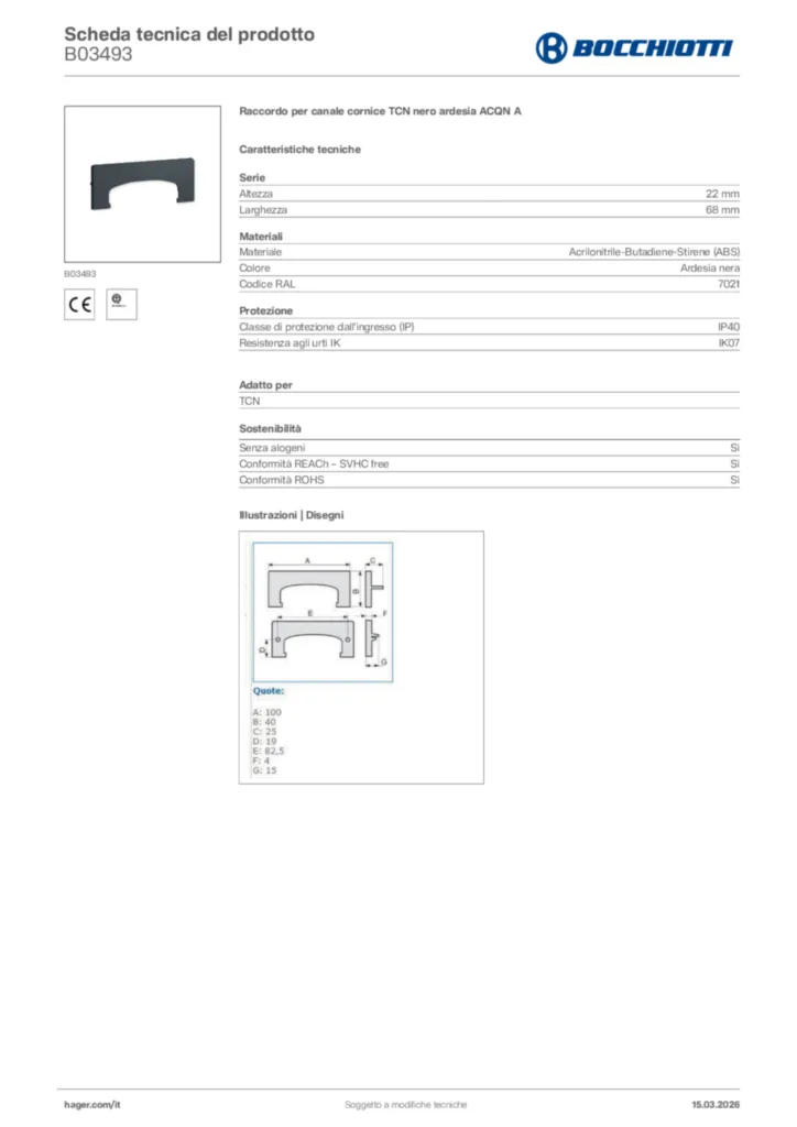 Immagine Bocchiotti Scheda tecnica del prodotto B03493 | Hager Italia