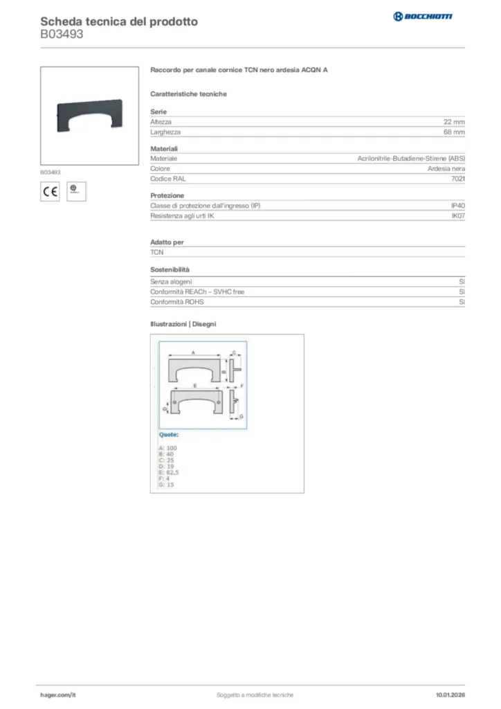 Immagine Bocchiotti Scheda tecnica del prodotto B03493 | Hager Italia