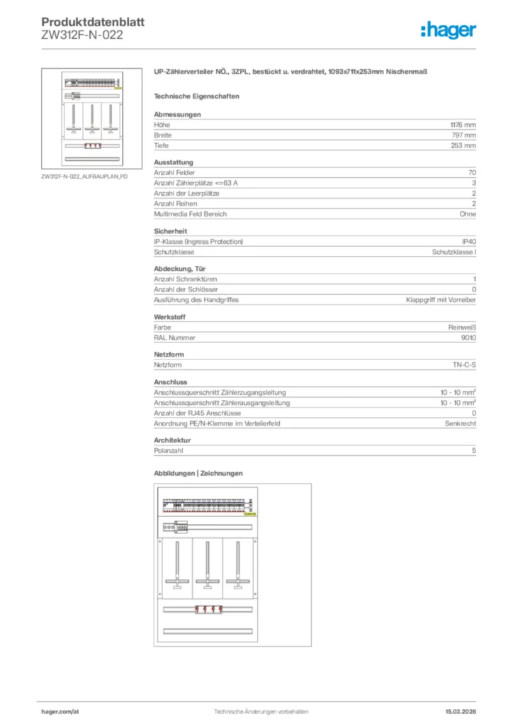 Bild Hager Produktdatenblatt ZW312F-N-022 | Hager Deutschland