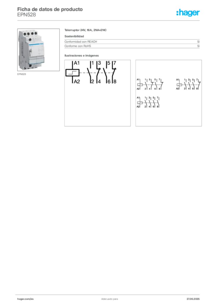 Imagen Hager Ficha de datos de producto EPN528 | Hager España