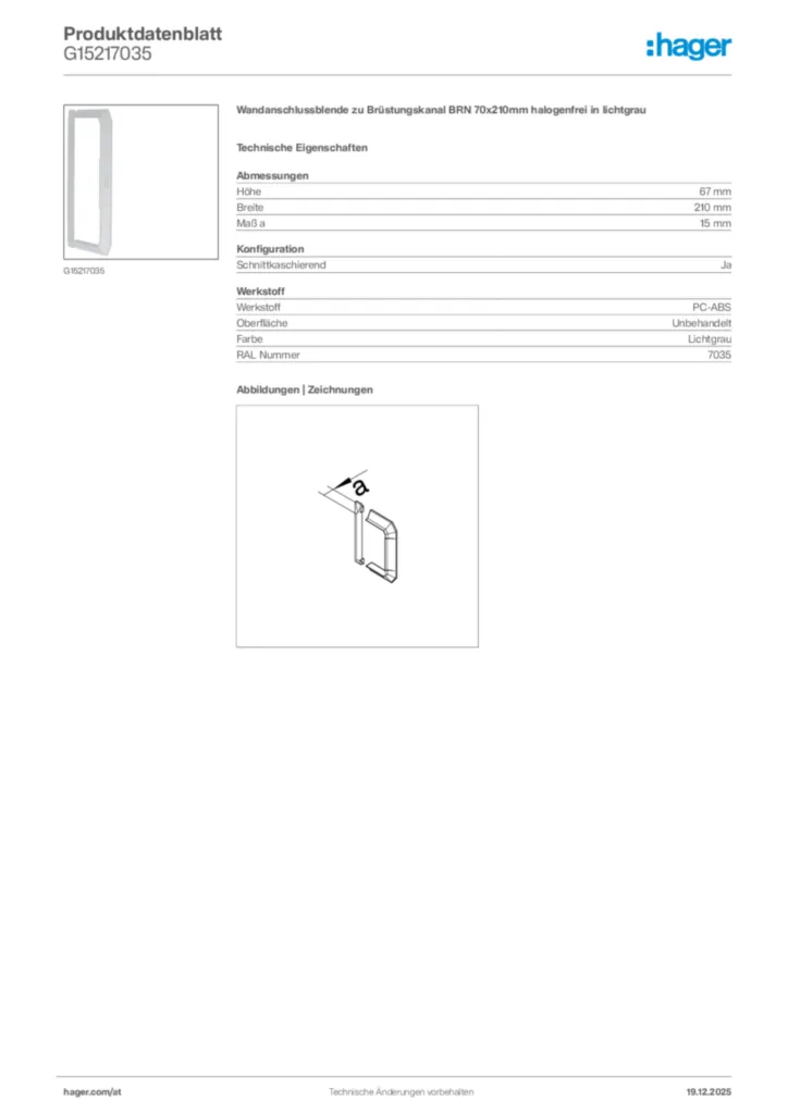 Bild Hager Produktdatenblatt G15217035 | Hager Deutschland
