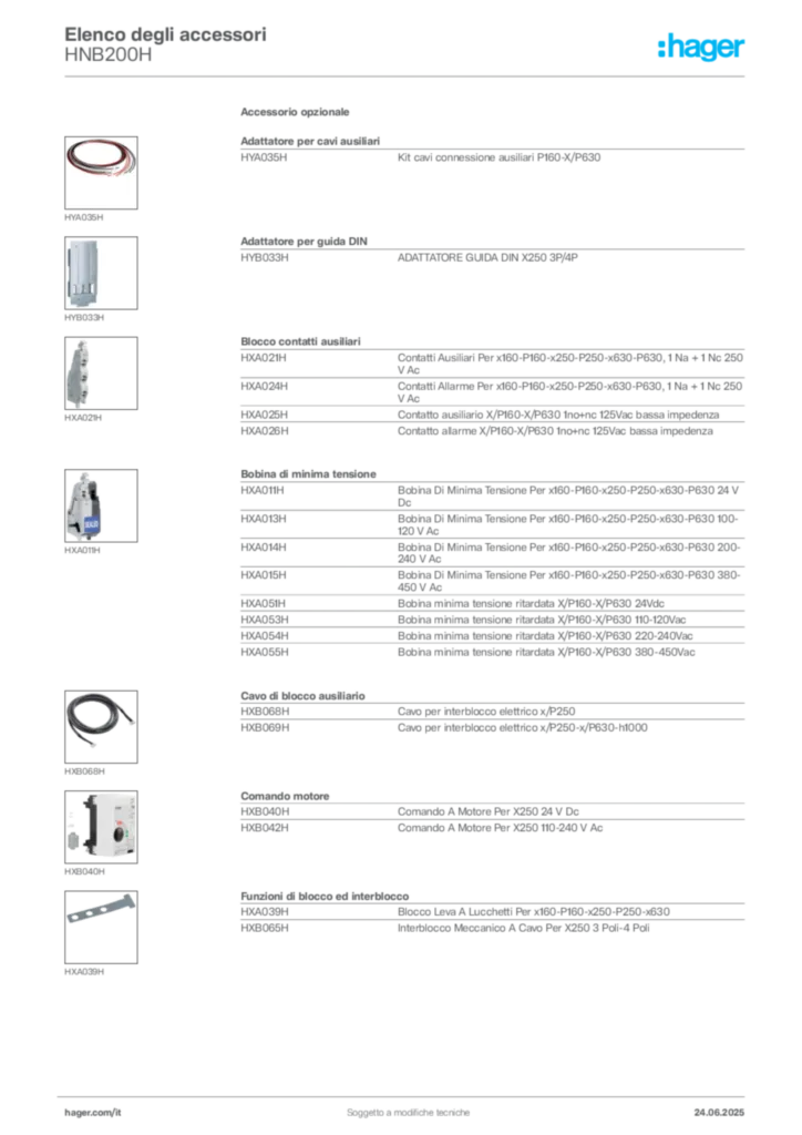 Immagine Hager Scheda tecnica del prodotto HNB200H | Hager Italia