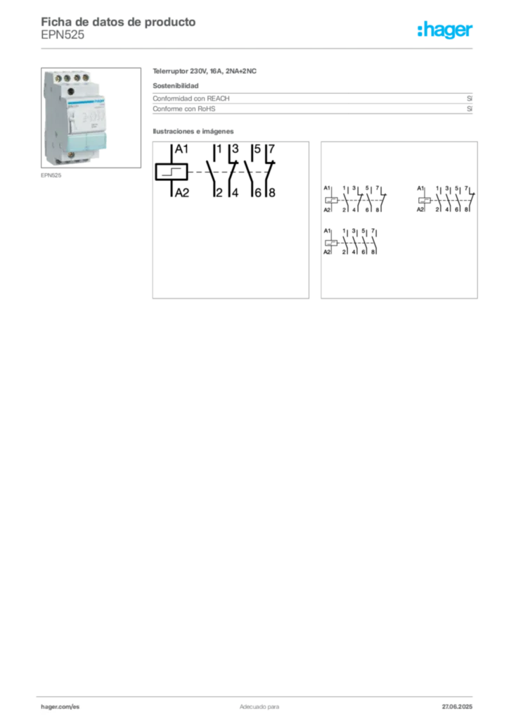Imagen Hager Ficha de datos de producto EPN525 | Hager España