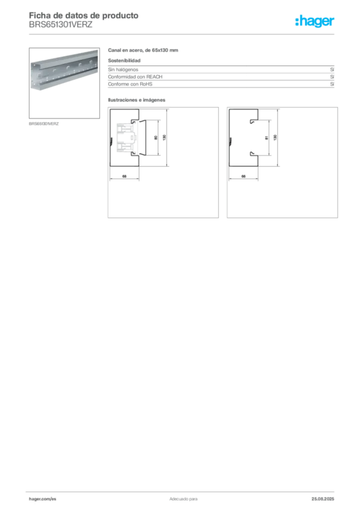 Imagen Hager Ficha de datos de producto BRS651301VERZ | Hager España