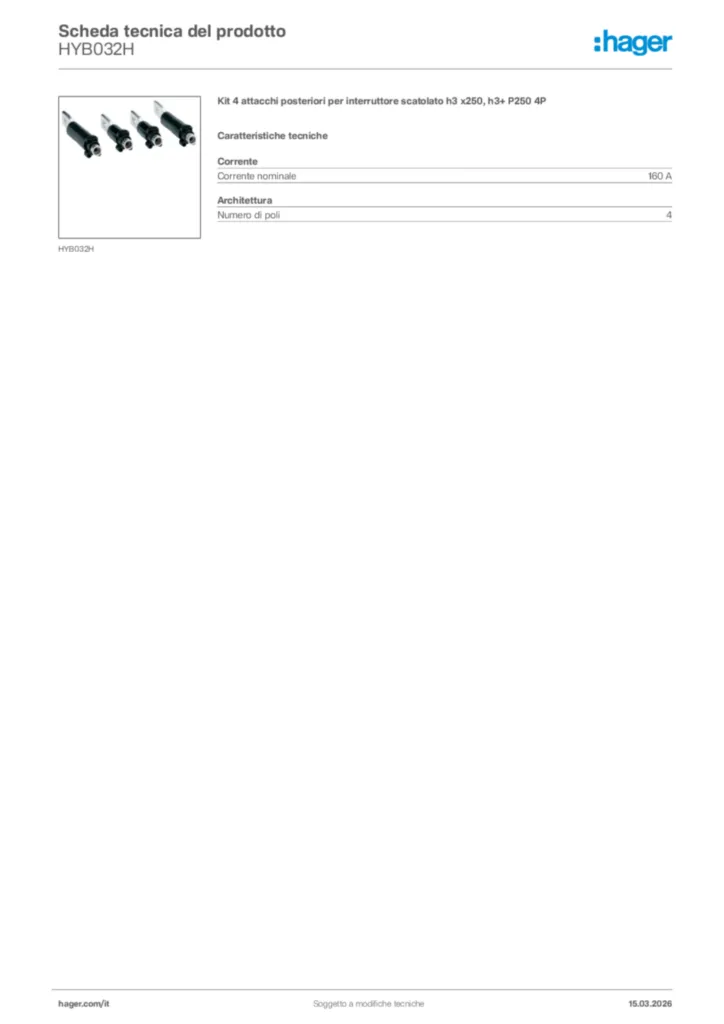 Immagine Hager Scheda tecnica del prodotto HYB032H | Hager Italia