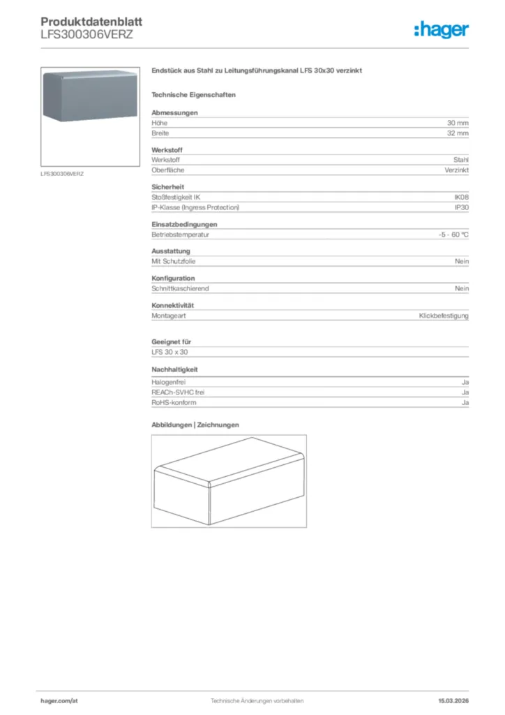 Bild Hager Produktdatenblatt LFS300306VERZ | Hager Deutschland