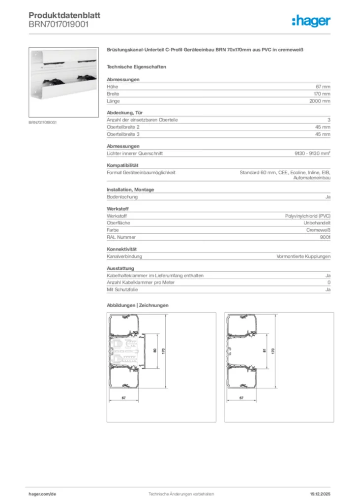 Bild Hager Produktdatenblatt BRN7017019001 | Hager Deutschland