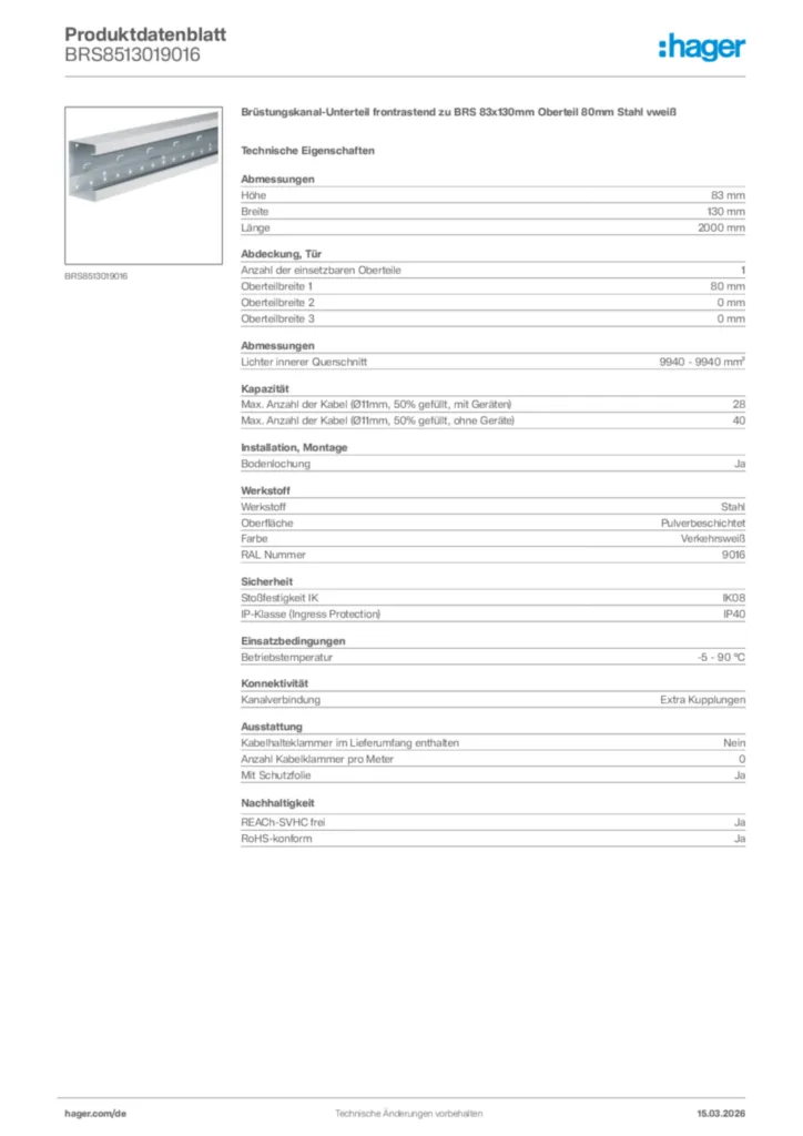 Bild Hager Produktdatenblatt BRS8513019016 | Hager Deutschland