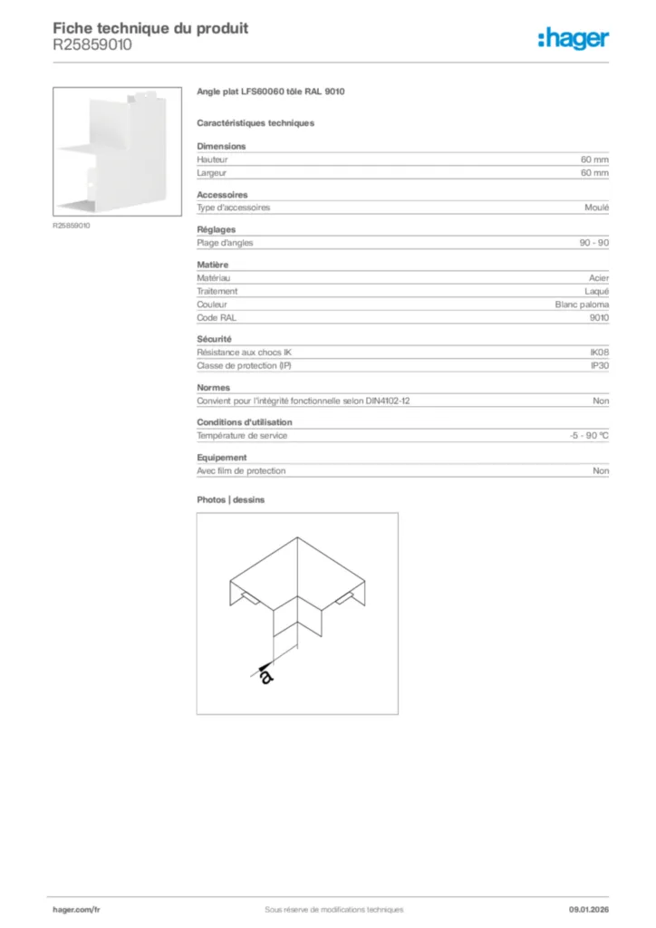 Image Hager Fiche technique du produit R25859010 | Hager France
