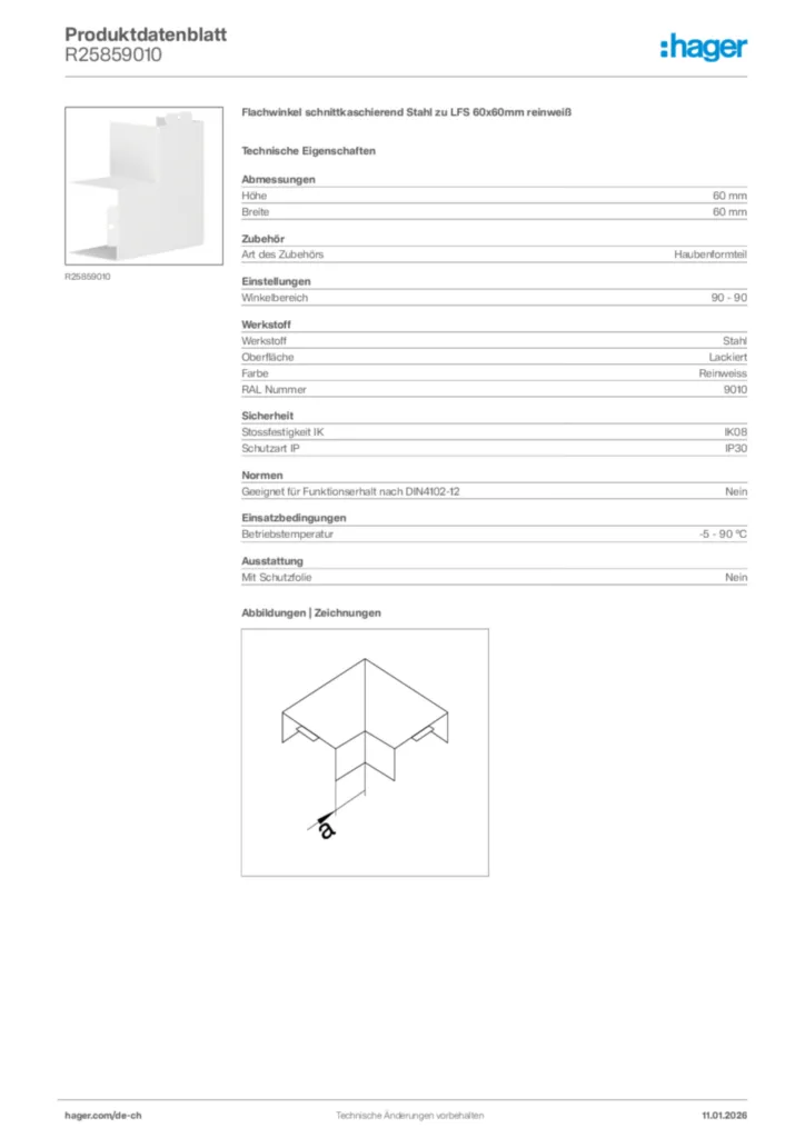 Bild Hager Produktdatenblatt R25859010 | Hager Schweiz