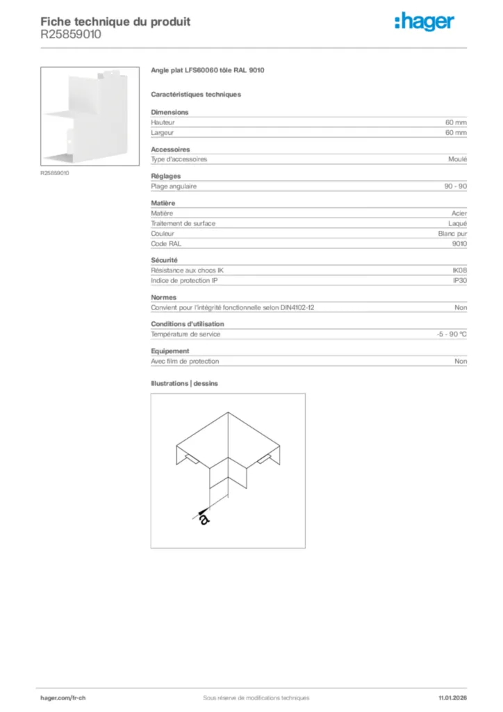 Image Hager Fiche technique du produit R25859010 | Hager Suisse