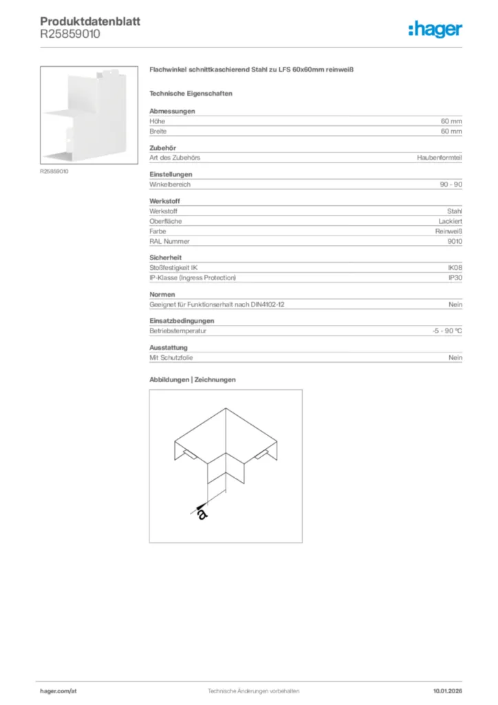 Bild Hager Produktdatenblatt R25859010 | Hager Deutschland