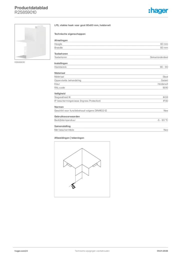 Afbeelding Hager Productdatablad R25859010 | Hager Nederland