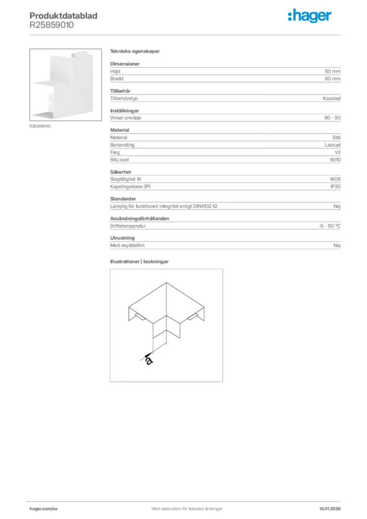Bild Hager Produktdatablad R25859010 | Hager Sverige