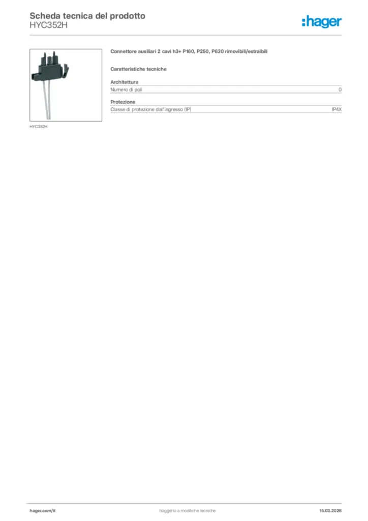 Immagine Hager Scheda tecnica del prodotto HYC352H | Hager Italia