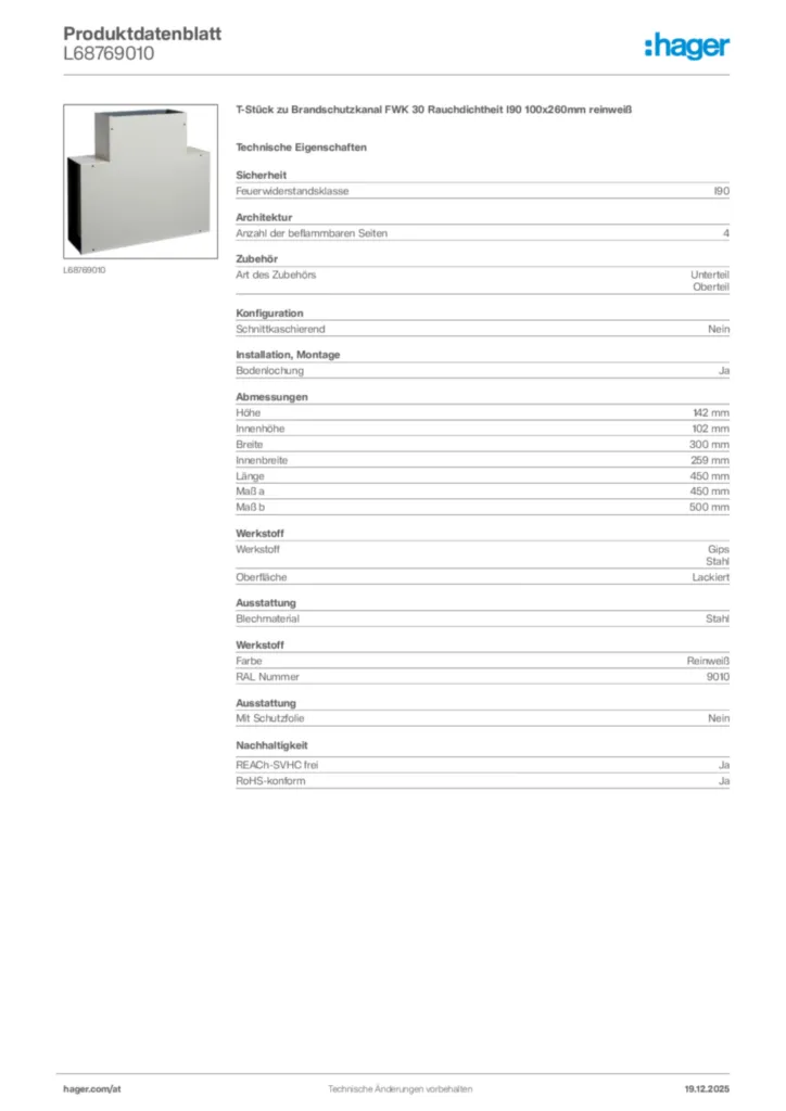 Bild Hager Produktdatenblatt L68769010 | Hager Deutschland